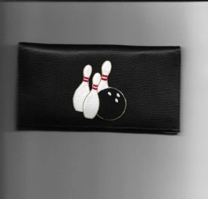 BOWLING LEDER SCHECKBUCH ABDECKUNG BOWLINGKUGEL UND PINS NEU - Bild 1 von 1