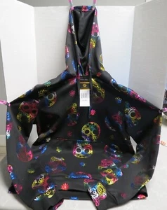 DRILL Clothing - Black Hoodie Bright Neon Metallic Foil Sugar Skulls - NWT $58 - Picture 1 of 11