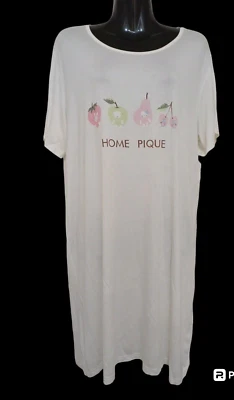 SIZE 16 WOMENS OFF WHITE SHORT SLEEVE 'HOME PIQUE' NIGHTIE SLEEPWEAR - image 1 of 4