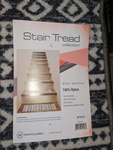 Set of 13 Rugshop Geometric Bohemian Non-Slip Stair Treads 8.6" x 26" Gray - Picture 1 of 7