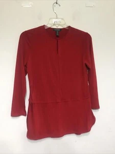 Blusa Top Lauren Ralph Lauren Mujer Talla S Roja Manga 3/4 - Imagen 1 de 9