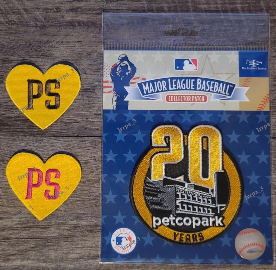 Two PS Patch San Diego Padres Peter Seidler Memorial Patch+ PetcoPark 20th Patch - Image 1 of 1