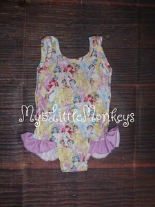 NEW Boutique Princess Snow White Ariel Cinderella Belle Ruffle Swimsuit - Picture 1 of 4