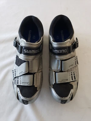 Zapatos de ciclismo Shimano usados en excelente estado para hombre, SPD, talla 43, clips para tacos SM-SH51, plateados negros Foto 1 de 4