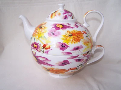 Tea for one aus Brilliantporzellan * Sommer - Wiese *  ORIGINAL Jameson & Tailor - Bild 1 von 4