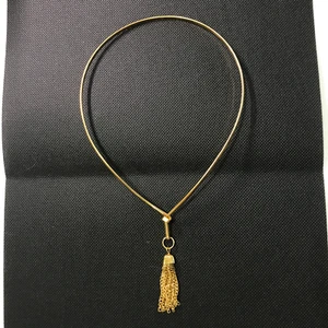 Vintage Shiny Tassle Gold Tone Elegant Statement Necklace 16.5" New Old Stock - Picture 1 of 4