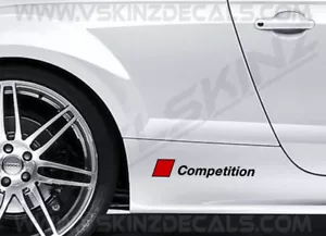 2x Audi Competition Logo Premium Cast Skirt Decals Stickers TT RS S-line Quattro - Picture 1 of 4