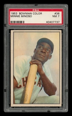 1953 Bowman Color Set-Break # 36 Minnie Minoso PSA 7 NM - Image 1 of 3