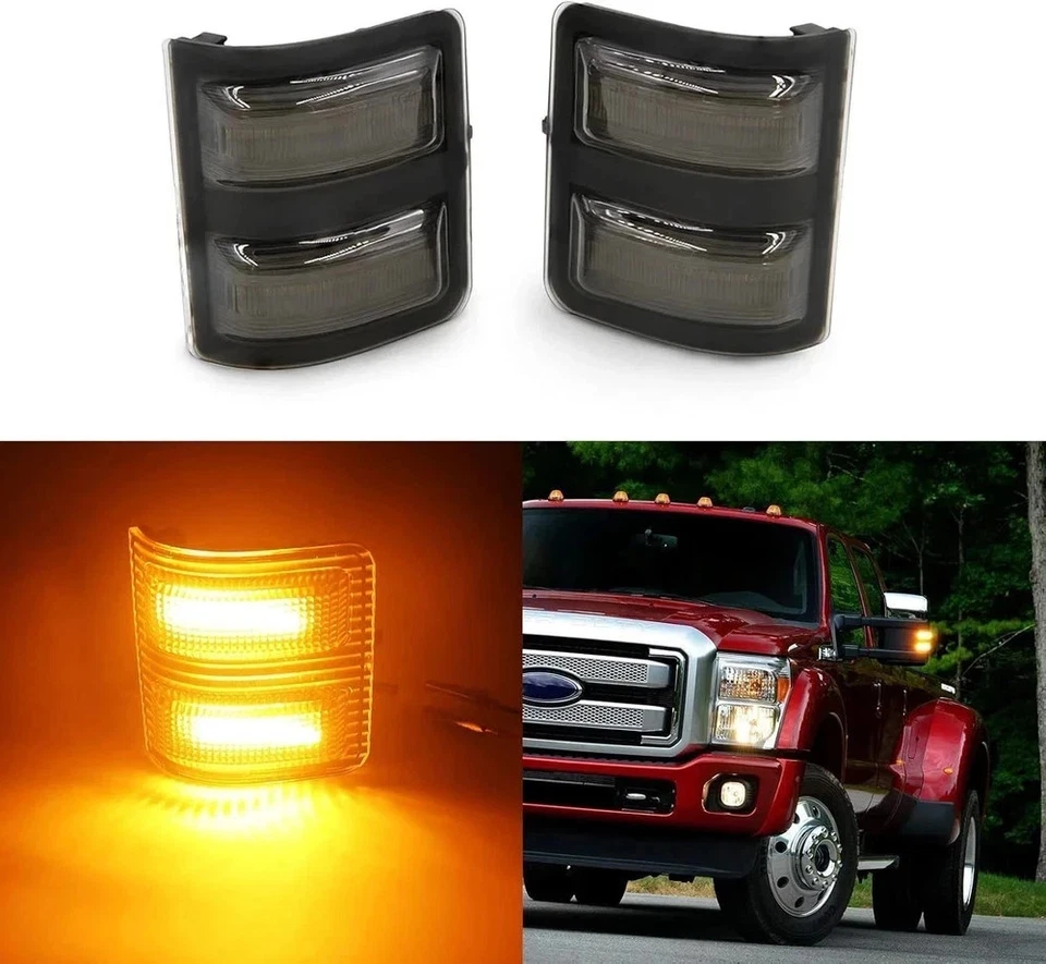 2x Marcador de Luz LED Espelho Lateral Compatível com 2008 a 2016 Ford F250 F350 F450 - Imagem 1 de 2