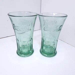 Vintage Libbey Coca-Cola Green Flared Tumblers – 16 Oz Set Of Two - Picture 1 of 8