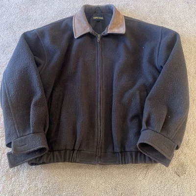 Chaqueta de bombardero Zero King de colección para hombre mezcla de lana cuello de cuero Foto 1 de 4