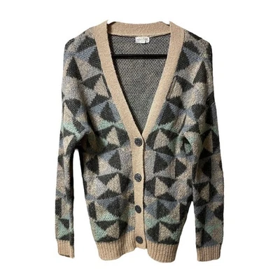 Maison Jules Mohair Blend Neutral Multi-Color Triangle/Block Cardigan Size Small - Image 1 of 4