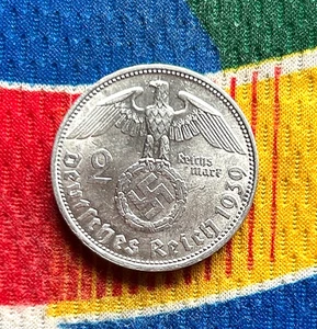 Moneda de plata alemana 1939 D 2 marcos Segunda Guerra Mundial 3er Reich Reich Reich Reich Reichsmark moneda 5* UNC - Imagen 1 de 2