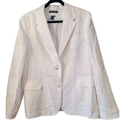 Lauren Ralph Lauren Linen Blazer Off-White Sz 16 EUC Quiet Luxury - Image 1 of 4