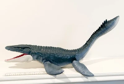 美泰侏罗纪世界堕落王国 28 英寸 Mosasaurus 恐龙人偶 — 第 1/4 张图片