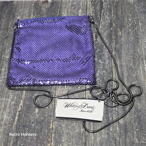 Whiting & Davis Small Purse Purple Mesh Disco Lipstick Money Dancing Crossbody - Picture 1 of 7