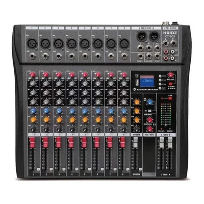 Hridz 8 Channels Bluetooth Audio Mixer DJ Karaoke Live Studio Mixing USB Console - Image 1 of 4