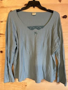 Pullover Cherokee verde azulado 3X camiseta interior de encaje look moño manga larga más prendas para el torso - Imagen 1 de 5