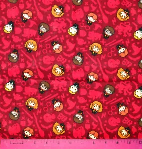 Harry Potter Kawaii Stoff - HALBER YARD - 100% Baumwolle Quilten Hermine Ron rot - Bild 1 von 1