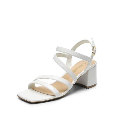 Sandalias de tacón bajo para mujer con correa en el tobillo punta abierta boda fiesta vestido sandalias Foto 1 de 2