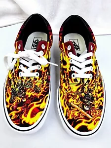 Vans Size 10 Men's Samurai Rising Flaming Skull Low Lace Logo Fashion Sneakers - Picture 1 of 12