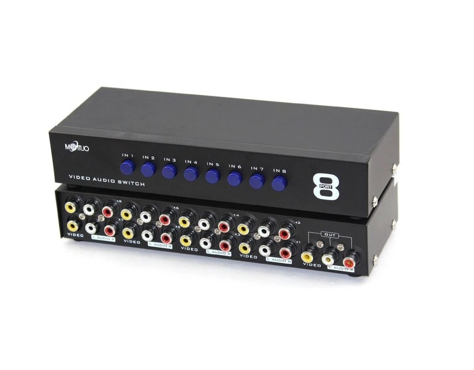 8-Way AV Switch RCA Switcher 8 in 1 Out Composite Video L/R Audio Selector Bo... - Image 1 of 4