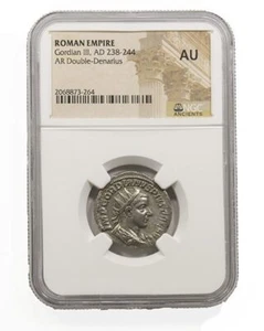 Collectible Roman Silver Antoninianus – Gordian III (AD 238-244) NGC AU - Picture 1 of 3