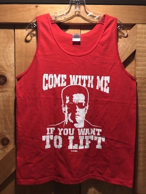 Camiseta sin mangas Come With Me If You Want To Lift Arnold Schwarzenegger Gimnasio Roja Talla M Foto 1 de 4