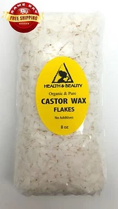 CASTOR WAX FLAKES ORGANIC VEGAN PASTILLES BEADS PREMIUM NATURAL 100% PURE 8 OZ - Picture 1 of 12