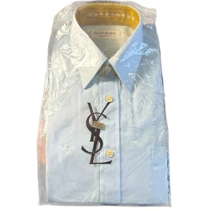 RARE 80s Yves Saint Laurent Men's Dress Shirt - Sz 14 1/2 (32-33) Italy YSL NOS - Picture 1 of 6