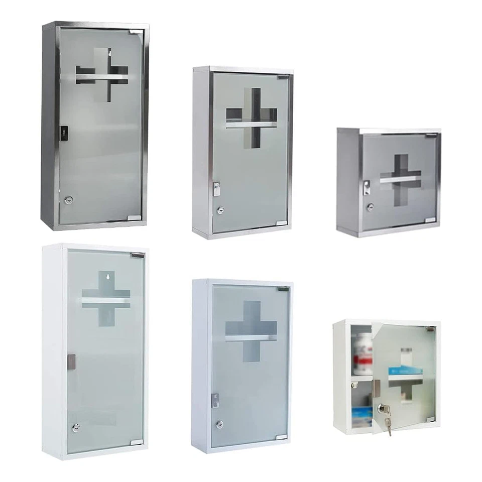 Medizinschrank Arzneischrank abschließbaraus Edelstahl 4 Fächer mit Glas - Bild 1 von 1