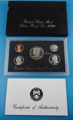 1998-S US Mint Silver Proof Set 5 Coin Set OGP Original Government Packaging - Image 1 of 4
