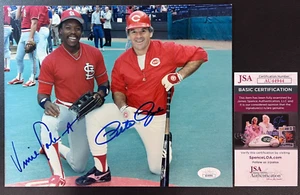 Pete Rose & Vince Coleman Signed 8x10 Photo JSA Cert. MLB Cardinals/Reds AUTOS! - Picture 1 of 4