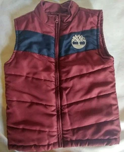 Euc Timberland Boys Winter Vest Burgandy And Navy Blue Size 6 - Picture 1 of 5