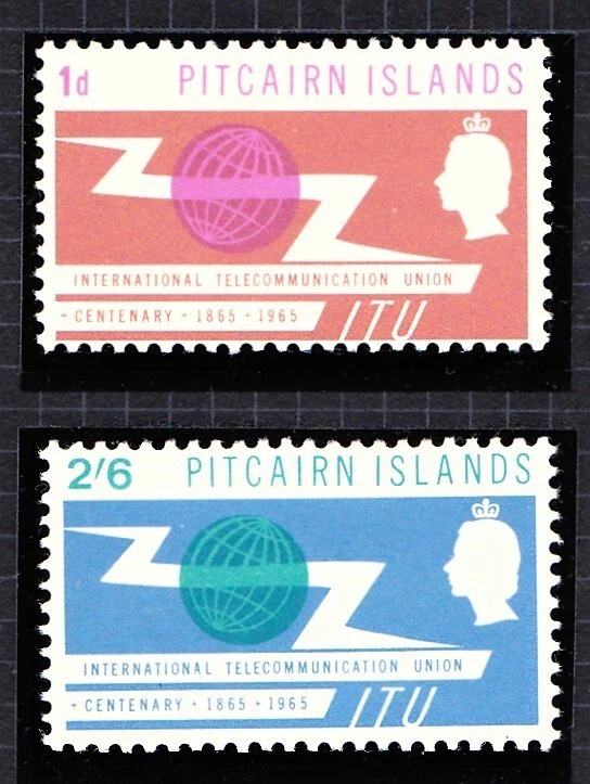PITCAIRN ISLAND #52-53 MNH CENTENARY OF INTL. TELECOMMUNICATION UNION - Image 1 of 1