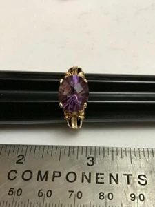 14k yellow gold amethyst solitaire gemstone ring - Picture 1 of 6