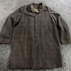 Jack Spade Warren Street Wool Car Coat Mens Size XL Brown Burgundy Plaid Jacket - Picture 1 of 11