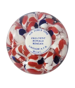 1984 ST CLAIR Sulphide PRESIDENT RONALD REAGAN Grissom Air Force One PAPERWEIGHT - Picture 1 of 12