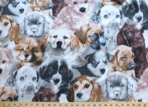 Fleece Puppies Dogs Fleece Fabric Print by the Yard A230.01 - Picture 1 of 1