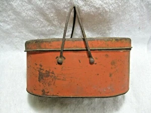 Antique Collectible Metal Two Handle Lunch Box-Display-Diner-Home-Nice Patina!!! - Picture 1 of 8
