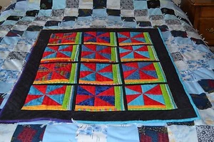 Windmill Crib Quilt #S3, Intricately Pieced, 32" x 41" Handmade, Quality Flannel - Picture 1 of 5