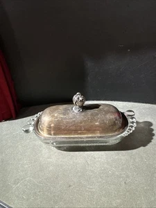 1847 Rogers Brothers Rare Vintage Heritage Style Tear Drop Glass Butter Dish 7” - Picture 1 of 8