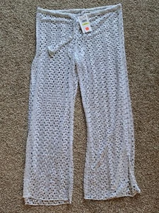 NEU Becca by Rebecca Virtue weiß Häkel Strick Schwimmen Schlitz Bein Überziehen Hose Medium - Bild 1 von 6