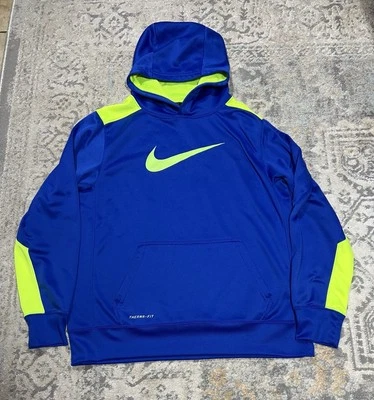 Nike Therma-Fit Boys Hoodie Sweatshirt Size XL Blue/Green Pullover 716859-480 - Image 1 of 4