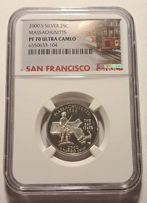 1999-S SILVER MASSACHUSETTS STATE QUARTER PROOF NGC PF70 UCAM 1ST YEAR 25C SPOT - Image 1 of 3