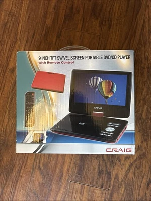 Craig Teal 9" Swivel Screen Portable DVD/CD Player W/Accessories Red - Image 1 of 4