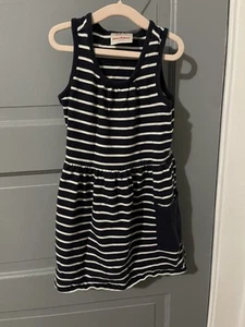 Hanna Andersson 4T 100cm Girls Stripe Blue & White Tank Top Dress Halter Cotton - Picture 1 of 5