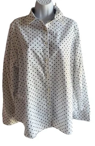 Chaps No Iron Women's Shirt 2X Polka Dots Flip Cuff Long Sleeve Button Up Top - Bild 1 von 22