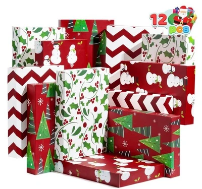 12 PCS 14" X 9.5" X 2" Christmas Shirt Gift Boxes with Lids for Presents, Large  - Image 1 of 4