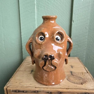 Brown Hound Dog Face Jug by Billy Joe Craven | 9" x 6" - Picture 1 of 9